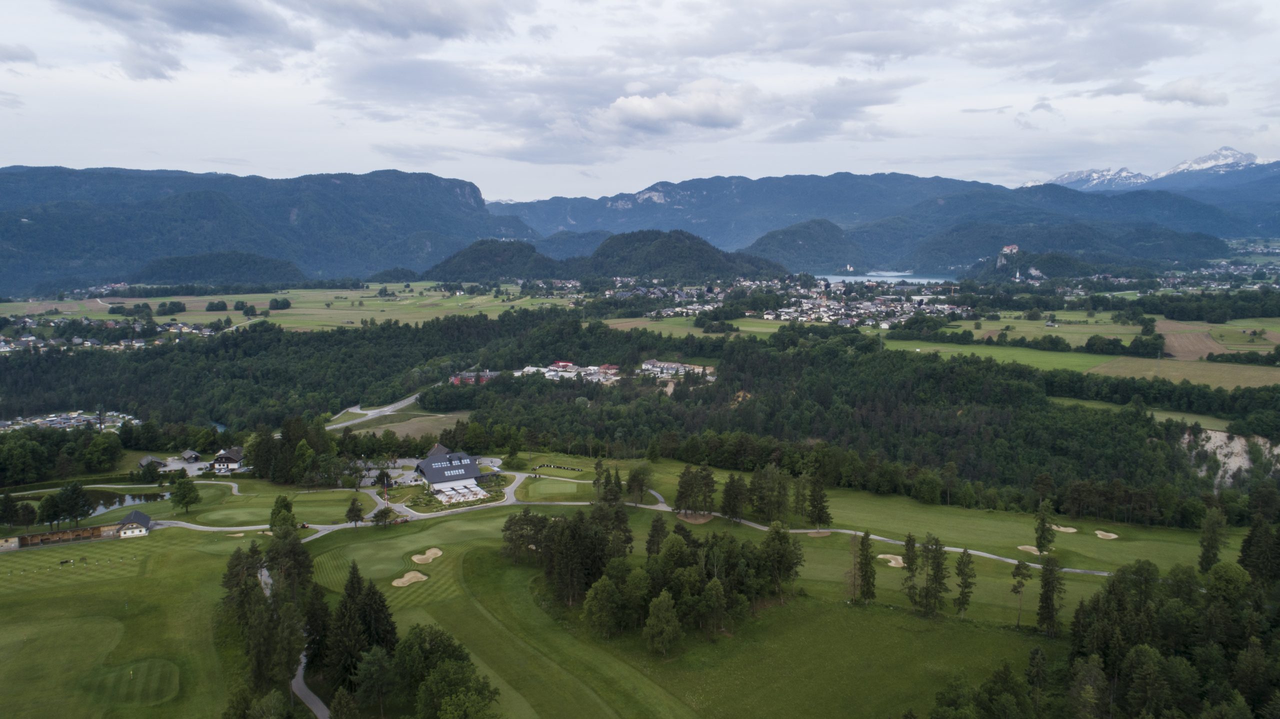240 - Royal Bled aerial with Bled town behind